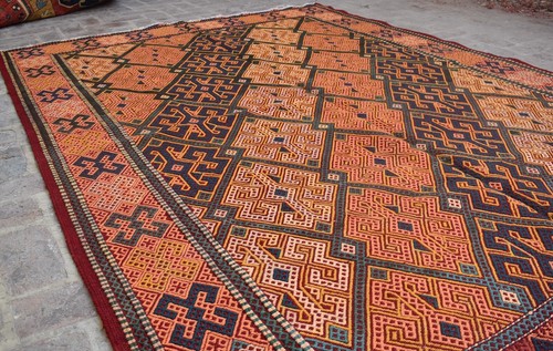 6'8" x 9'7" Hand Woven Vintage Afghan Turkmen Yamut Persian Area Rug Carpet 7x10 - Imagen 5 de 10