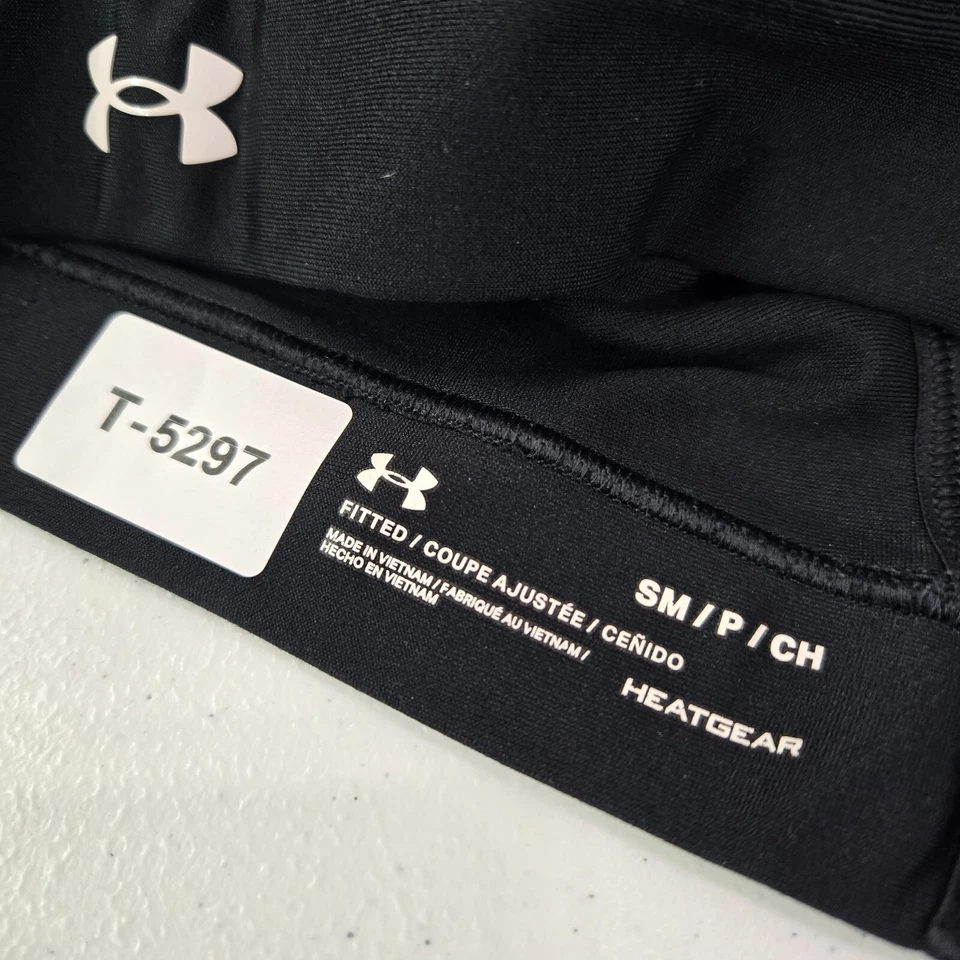 Sujetador deportivo Under Armour para mujer pequeño negro HeatGear ajustado acolchado malla logotipo Foto 2 de 4