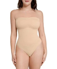 Lover-Beauty Strapless Shapewear Bodysuit Tummy Control Thong Tube Top XS/S