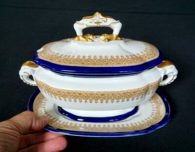 Royal Worcester Vitreous Small Soup Tureen With Underplate  - Circa 1899