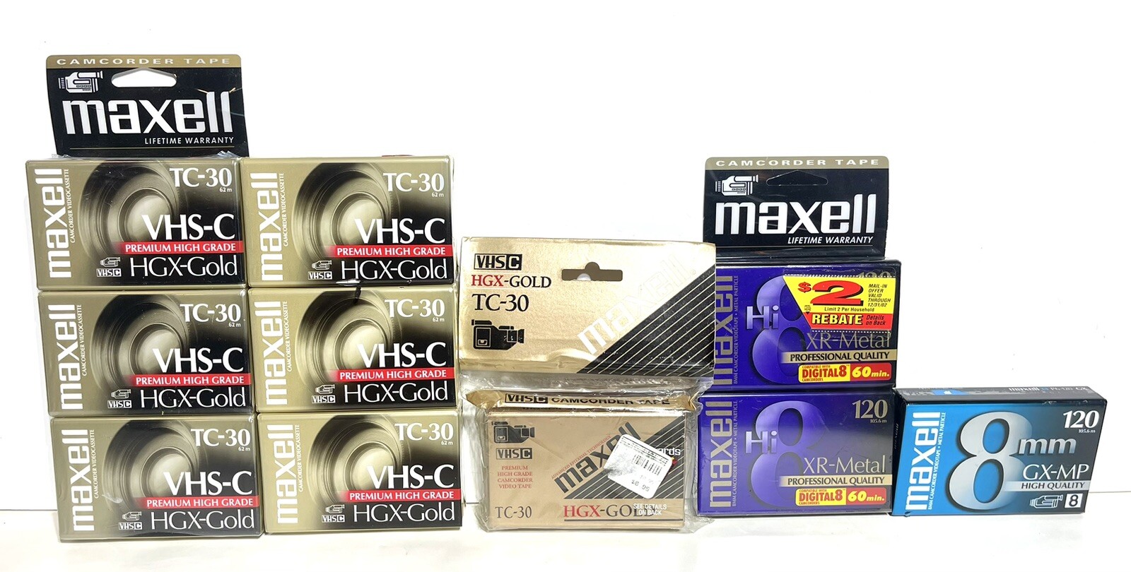 Lot Of 10 Mixed Maxell Camcorder Cassette Tapes. Sealed. See Pictures