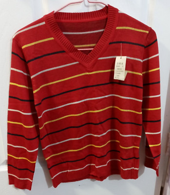 new with tag girls children red stripe knitted sweater