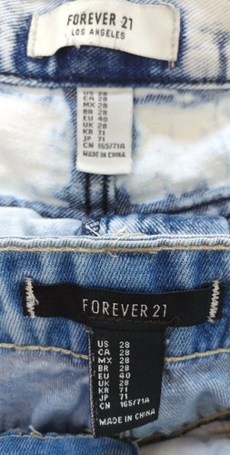Forever 21 LOT SIX Retro Shirts & Denim Shorts Distressed Destroyed Funky SM MD - Picture 3 of 8