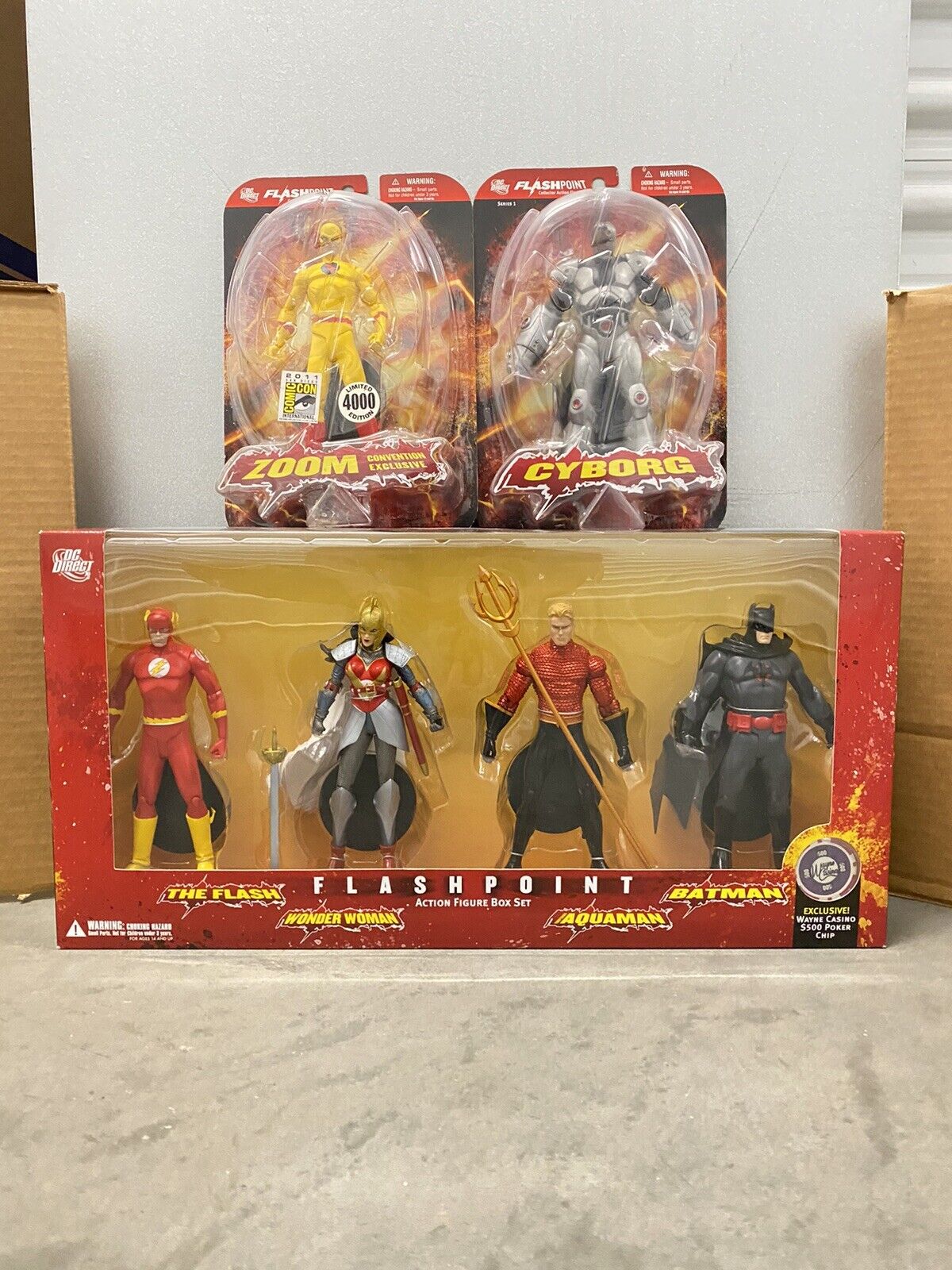 DC Direct Flashpoint Action Figure Box, plus Cyborg & Zoom Action Figure (Lot 3)