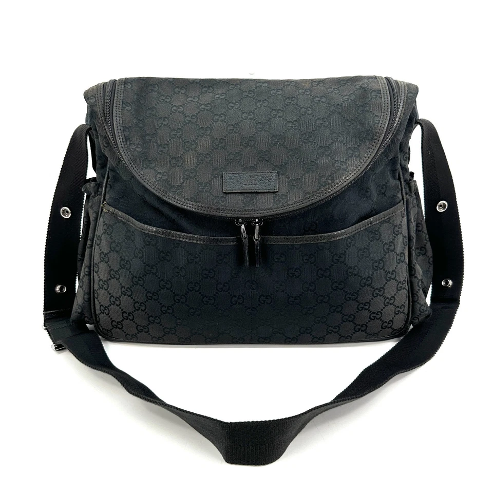 GUCCI GG Diaper Shoulder Tote Bag Black Canvas Baby Travel [With Demo Video] - Image 2 of 4