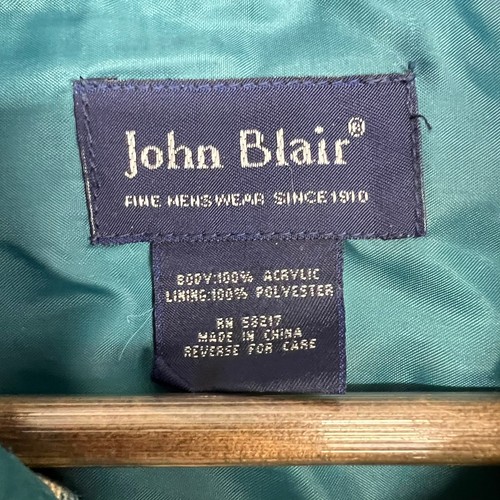 Vintage John Blair Flannel Shirt Plaid Button Up Long Sleeve Teal Mens Large - Picture 4 of 7