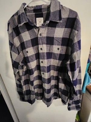 True Craft Men's Flannel Gray/ White Block Style Large