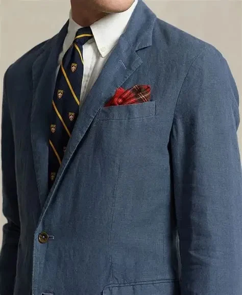 Polo Ralph Lauren Mens 48L Polo Soft Modern Linen Suit Jacket Corsair Blue $398 - Image 4 of 4