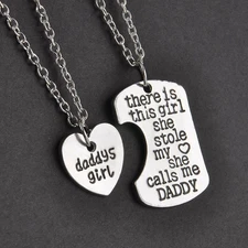 DADDY'S GIRL 2 PIECE NECKLACE SET FATHER DAUGHTER GIFT CHARM PENDANT SET NEW