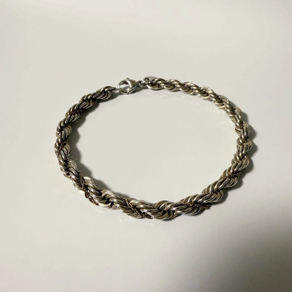 Tiffany & Co. Plata de Ley 925 y 18K Oro Twist Cuerda Cadena Pulsera 17cm - Imagen 4 de 4