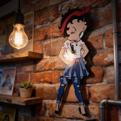 16'' Moving Legs ''Betty Boop'' Clock...Great Gift...Ships Free!