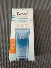 Biore UV Aqua Rich SPF 50 Sunscreen Weightless Moisturizer 1.7oz New In Box