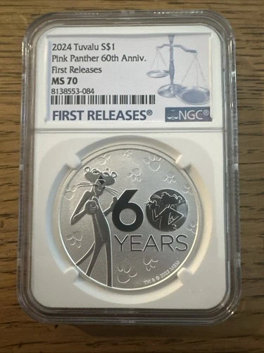Tuvalu 2024 Pink Panther 60th Anniversary 1 oz. .9999 Silver $1 - NGC MS 70 FR