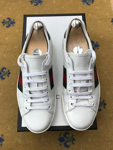 Gucci Ace Trainer Baskets Chaussures Cuir Blanc Croc Web Rouge Homme UK 7 US 8 EU 41