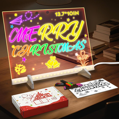 Doodle Glow Board -13.7'' X 10'' LED Drawing Board for Room/Store/Festival/Christ