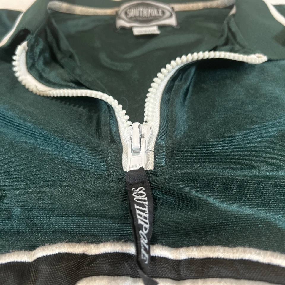 Camisa Jersey Southpole Vintage • Verde Oscuro Cuarto Cremallera Poliéster Streetwear Y2K Foto 3 de 4