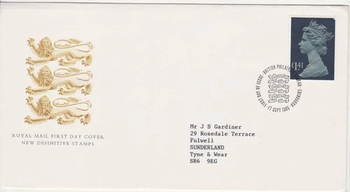 GB Stamps First Day Cover Definitive, £1.41 Large Machin SHS Three Lions 1985