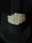 Vintage Gold Tone Statement Ring Rhinestones Costume Jewelry Adjustable Size 8