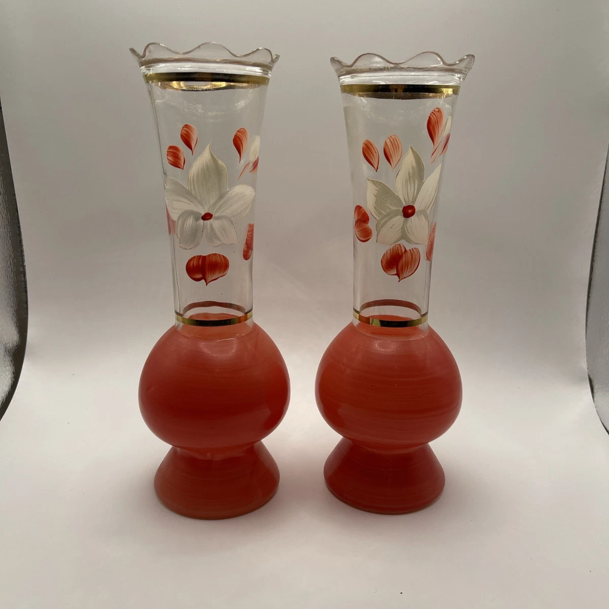 Glass Red Collectible 1950-1959 Time Period Manufactured Vases for