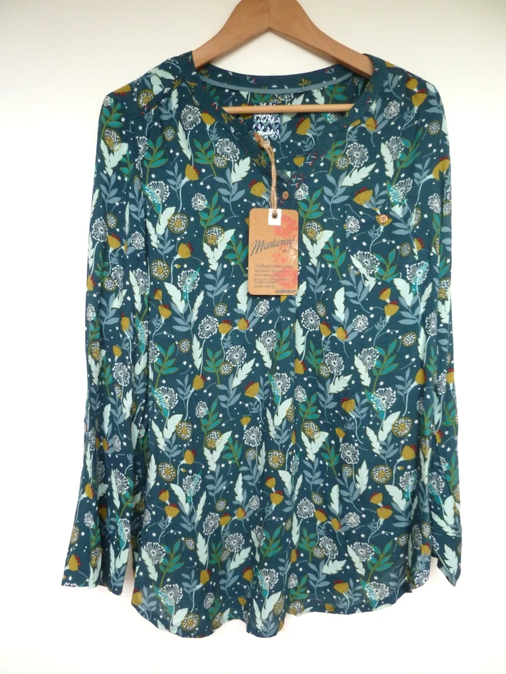 MANTARAY teal blue green yellow white DANDELION blouse shirt Size 18 NEW TAGS - Image 2 of 4