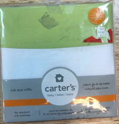 Carter's NIP Solid Crib Dust Ruffle White Softly Pink Border