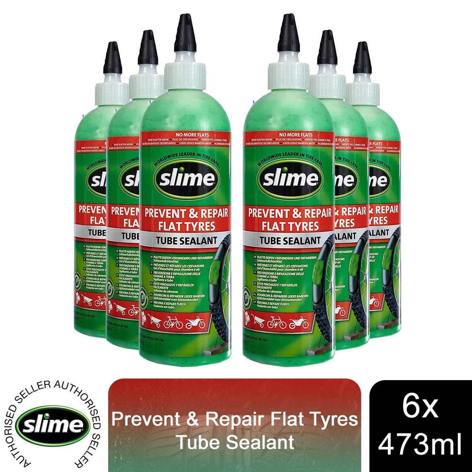 Slime Tube Sealant Puncture Repair, 473ml, pack of 6, Ideal for All Tubes