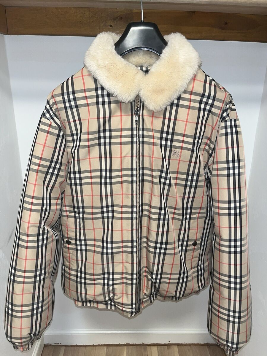 BURBERRY ホワイトジャケット 新品未使用 SALE‼️ Supreme x Burberry Nova Check Shearling Fur Collar Puffer