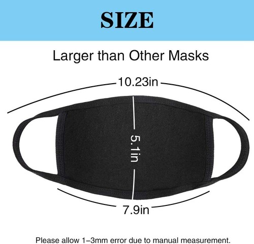 ( 7PCS ) Cotton Face Mask Double Layer Reusable and Washable Unisex Black Color - Picture 6 of 8