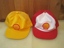 (2) Vintage SHELL Gas Service Station Ball Caps Ballcaps Hats B7853