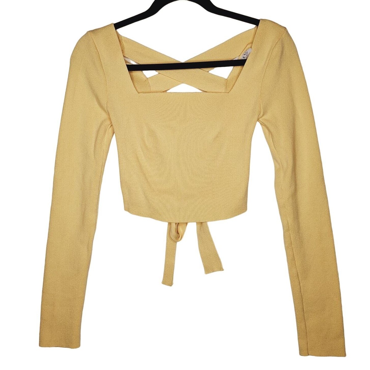 yellow square neck crop top