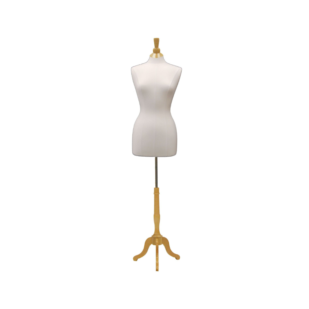 Female Dress Form White Linen Mannequin Torso Size 6-8 with Tripod Wood  Base | eBay