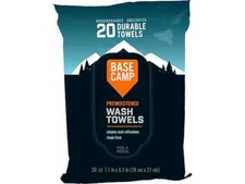 Outdoors Hunting Camping BASE CAMP Wash Towels 20ct Pack Biodegradable Unscented