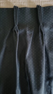 2 Vintage Panels Sears Roebuck Pleated Curtains Blue White Dot Perma-prest MCM 