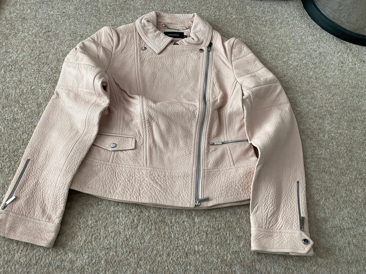 Karen millen pink leather jacket hot sale