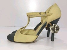 CHANEL CAMELLIA HEELS T-STRAPS PUMPS SIZE, EU40, US9,
