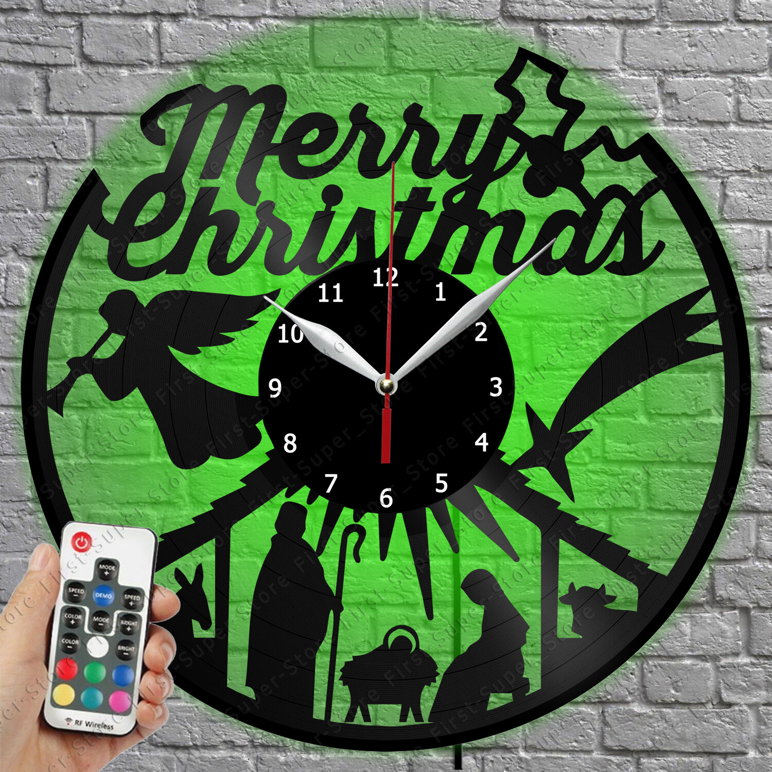 LED Christmas Vinyl Record Wall Clock with LED Lights 1206