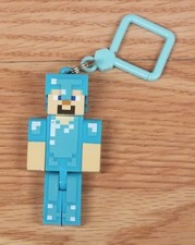 Unbranded Small 3" inch Plastic Collectible Pixel Blue Guy Key Chain Only