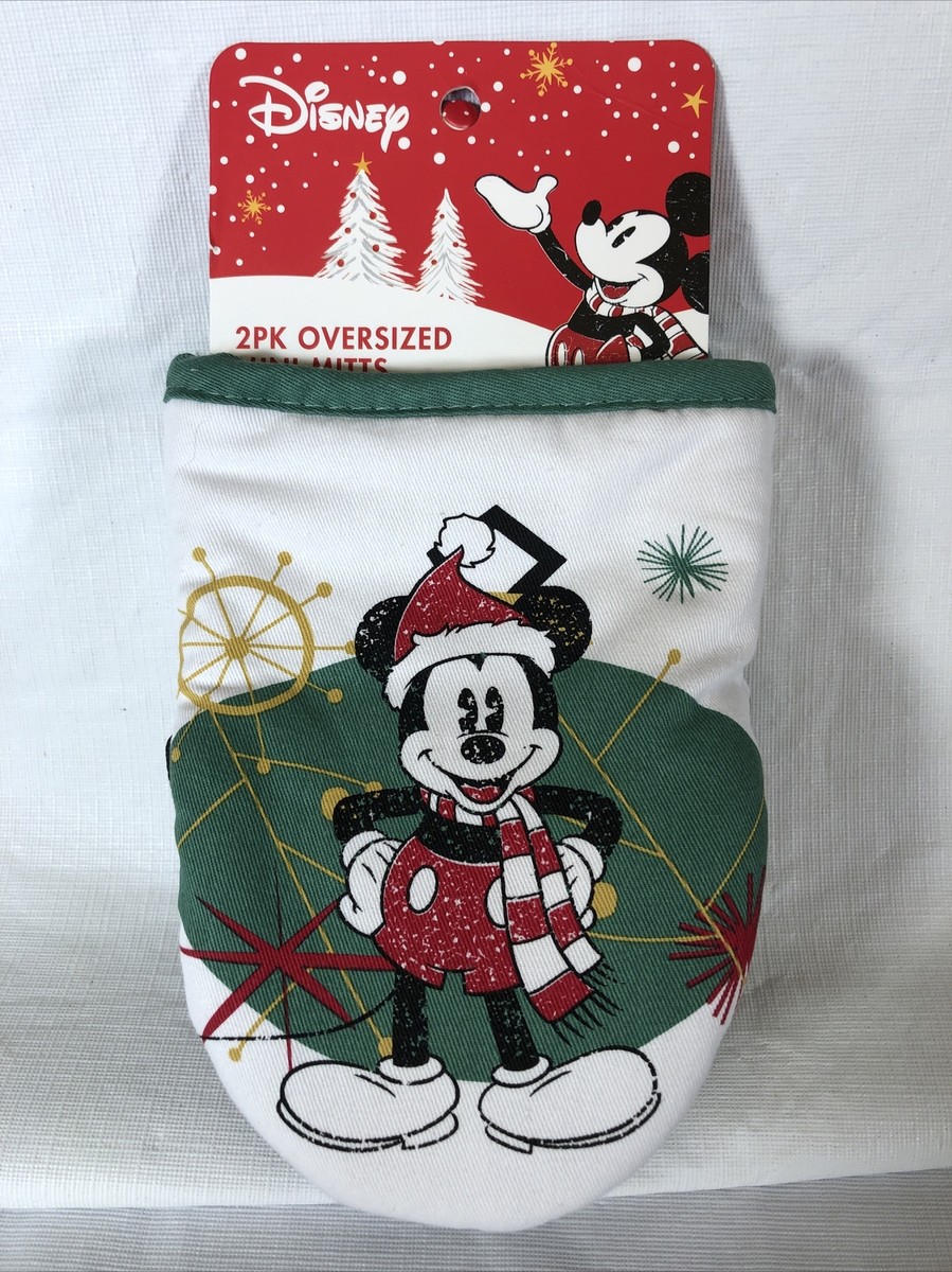 NEW 2 Pk Disney Mickey Mouse Christmas Oversized Mini Oven Mitts 