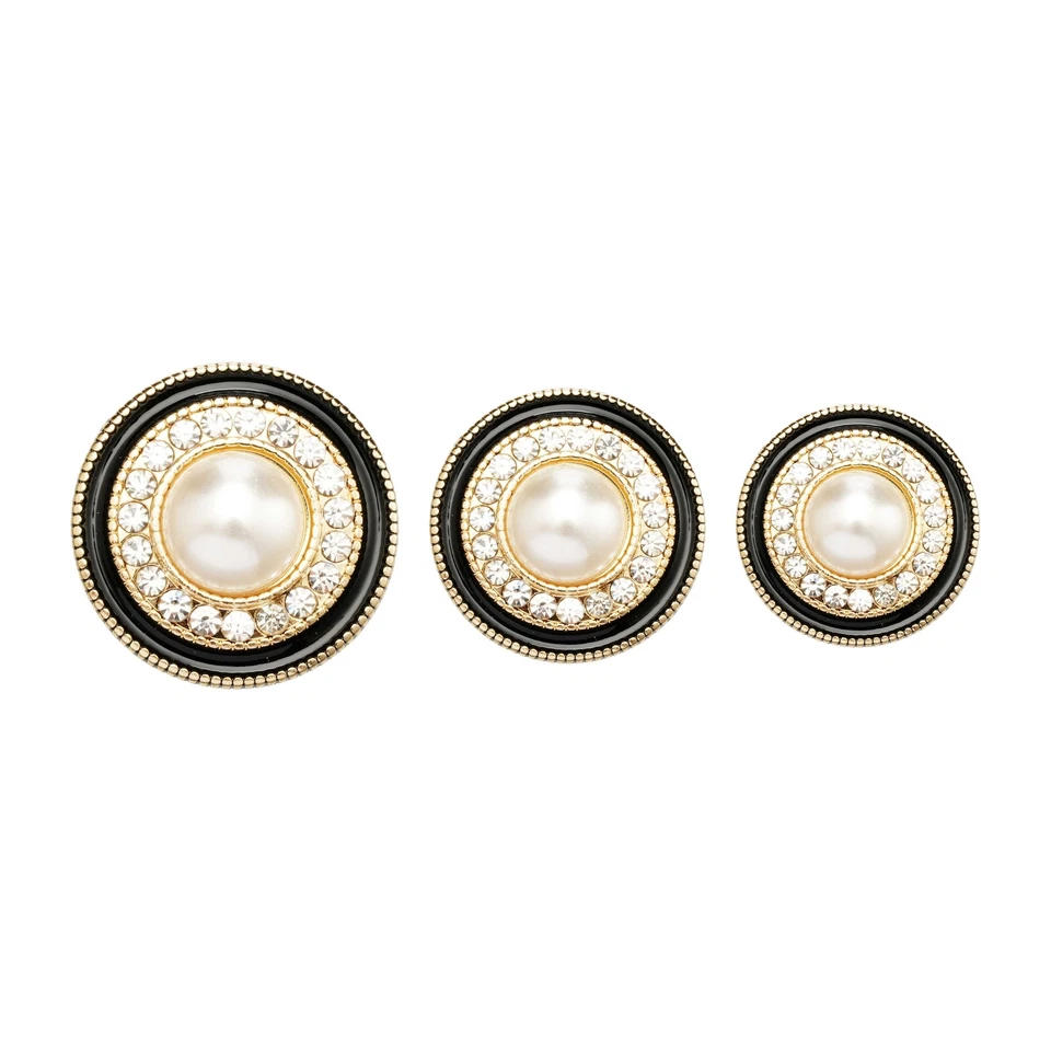 5pcs Pearl Rhinestone Metal Buttons Vintage Classic for Clothing & DIY Sewing - Image 3 of 4