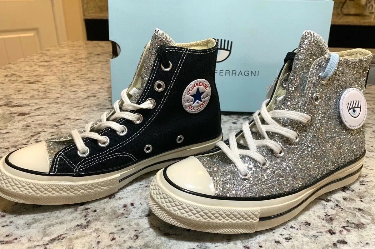 Converse x Chiara Ferragni High Silver Glitter Taylor Women size 5.5 | eBay