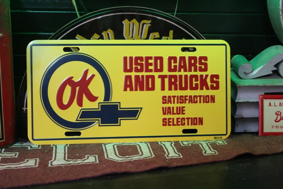 CHEVROLET OK USED CARS & TRUCKS VALUE DEALER EMBOSSED LICENSE PLATE