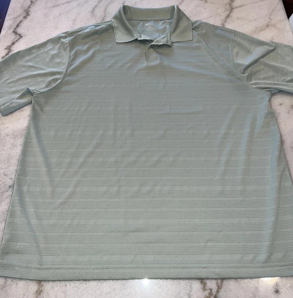 Рубашка мужская Marc Edwards размер XL как новая зеленая поло для гольфа повседневная в полоску из полиэстера текстурированная - Изображение 2 из 4