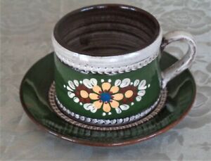 Set vintage KOHLER BIEL pottery cups and jug stoneware Swiss made ceramic mug jar