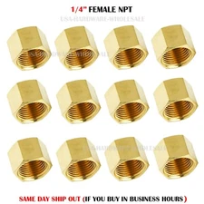 12 x BRASS END CAP 1/4 FEMALE NPT PIPE FITTING AIR FUEL WATER 1/4" FEMALE NPT