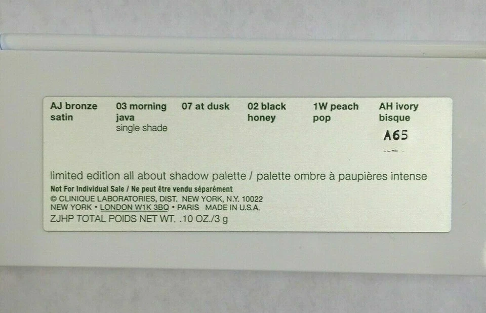 Paleta de sombras CLINIQUE 6 colores AJ BRONCE JAVA CREPÚSCULO NEGRO MIEL MELOCOTÓN MARFIL Foto 2 de 3