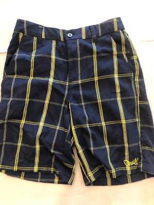 O'Neill Shorts Men's 30 Navy Blue Plaid Cotton Chinos Casual - Main Image