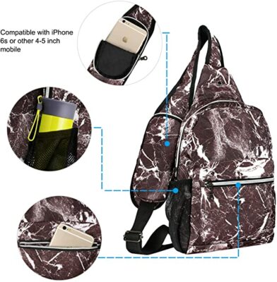 Sling Backpack Hiking Daypack Pattern Chest Shoulder Bag with USB