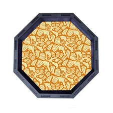 Yellow Butterfly Octagon Wooden Dice Tray, Rolling Tray D&D Tabletop Board Games