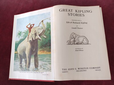 GREAT KIPLING STORIES, LIFE OF RUDYARD KIPLING by L. Thomas, Illustrations 1936