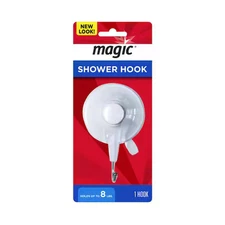 Magic Shower and Bathtub Suction Hook in White/ Metal